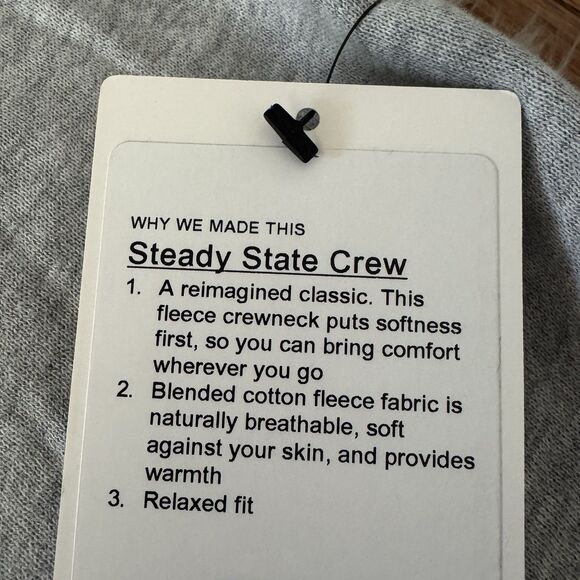 Lululemon Steady State Crew Sweatshirt Mens Medium Gray Fleece Lined Relaxed NWT - Picture 4 of 10